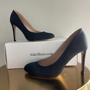 New In Box ALDO Ribbed Pikedale Heels, Black, Sz 6.5